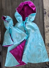 Frozen Anna Elsa Hooded Reversible Cloak Girls Dress up w/ Matching Doll Cape