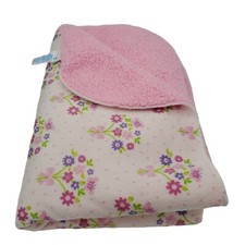 Kidgets Plush Floral White Pink Sherpa Baby Girl Blanket Lovey Cuddly Butterfly