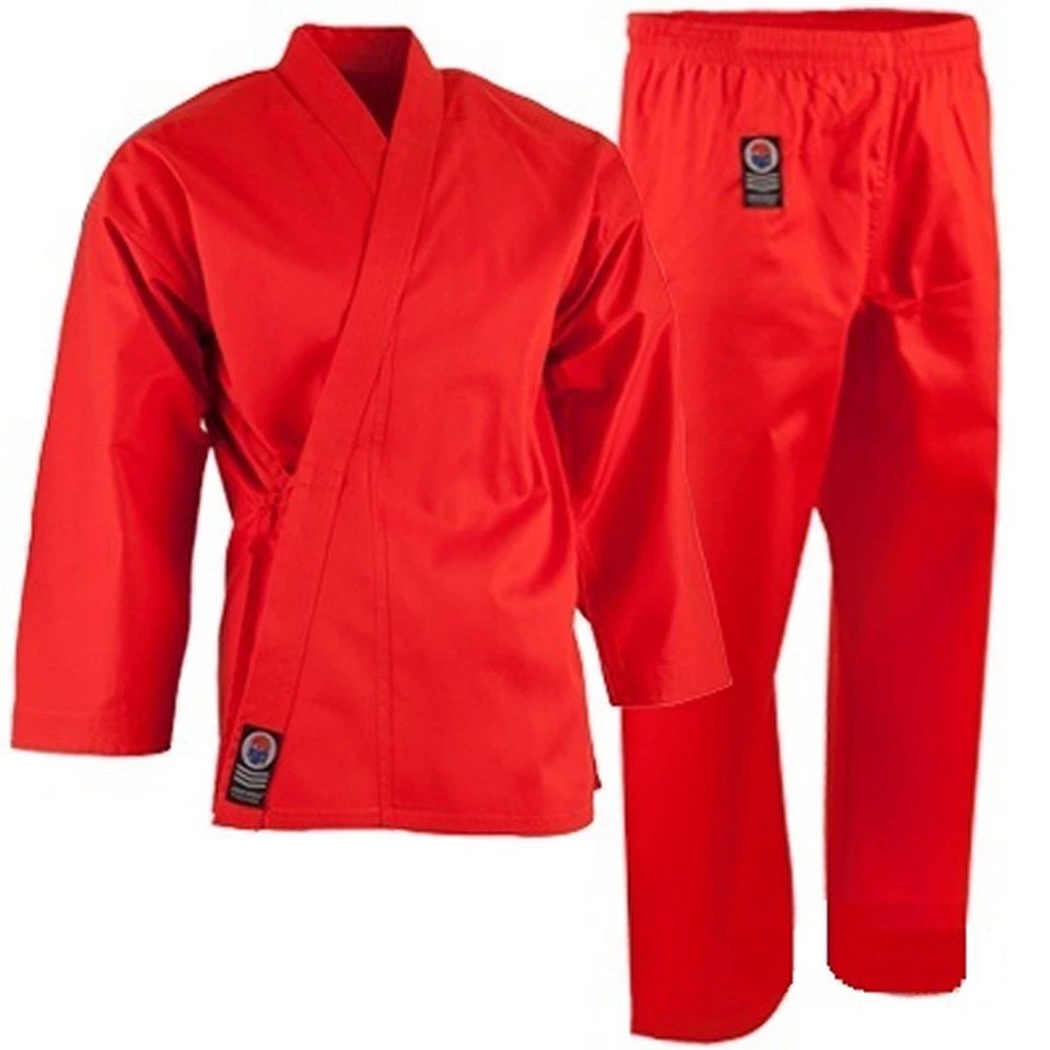 ProForce 7.5 oz. Medium Weight Uniform RED or BLUE Karate TKD Training FREE BELT - Image 2 of 3