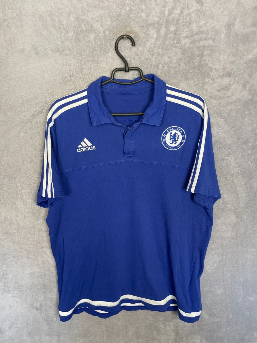 Chelsea Training Jersey Football Polo Shirt Blue Adidas Mens Size