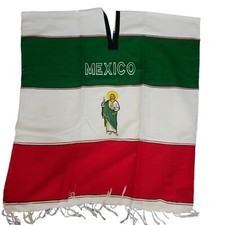 Mexico Poncho With San Judas Tadeo Emblem  Acrylic Cotton  One Size