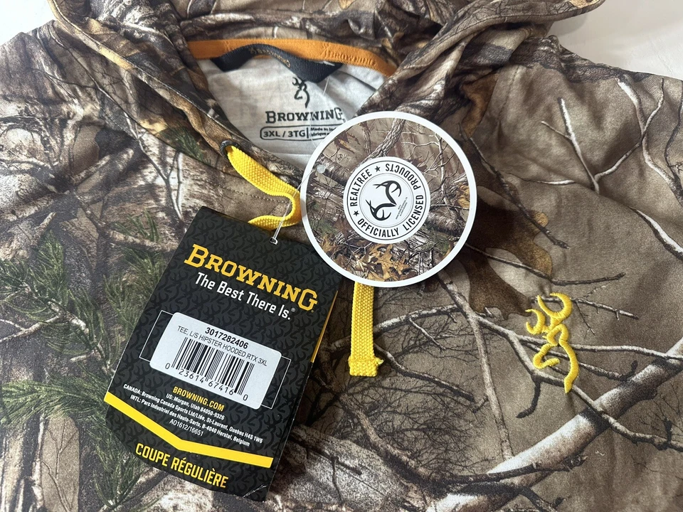 Browning L/S Hipster Hooded RealTree Tee Men's Size 3XL Regular Fit New w/Tags - Image 2 of 4
