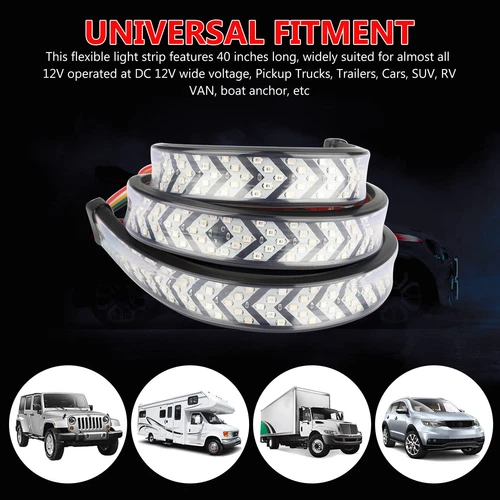 Truck Tailgate Strip LED Sequential Turn Signal Brake Tail Reverse Light Bar 40" - Picture 9 of 10