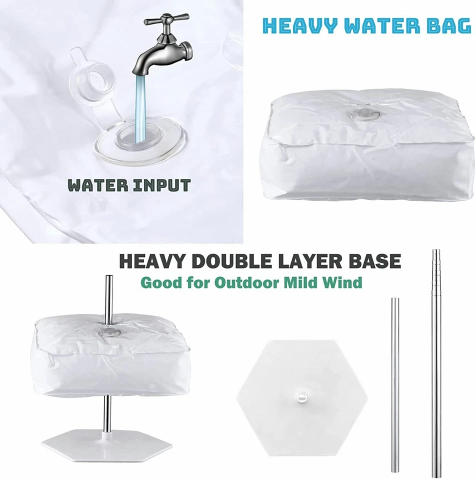 Комплект из 2 подставок для колонн с выдвижным металлическим столбом и тяжелыми водяными основаниями - Изображение 3 из 4