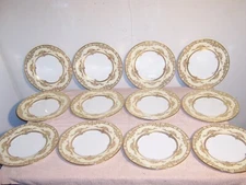 Set (12) Antique Minton Fancy Gold Dinner Plates 10 1/2" Davis Collamore NY