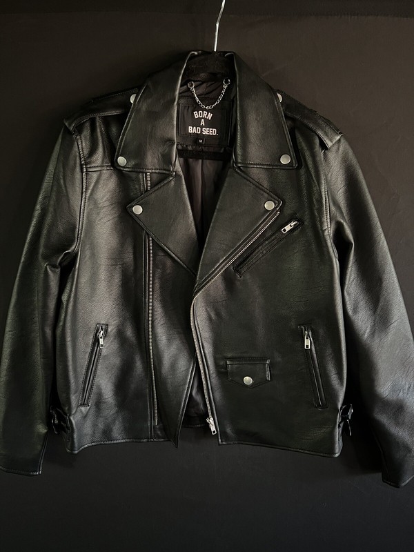 Born A Bad Seed Vegan Leather Moto Biker Jacket M Medium