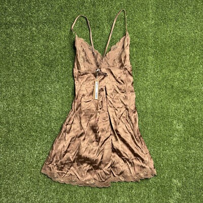 skims lace dress brown Jacquard Slip Sz S DR-MIN-4943 pink skims dress
