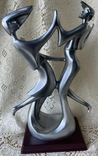Art Deco Dancing Couple Silver Sculpture Vintage -Scuff Marks-
