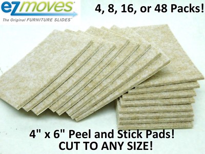 4/8/16/48 Pack! Self-Stick Furniture Felt Sheet Hard Surfaces Slides 4'' x 6'' EZ