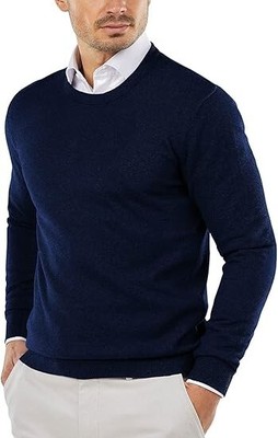 Alto Deti Men's 100% Pure Cashmere Crew Neck Long Sleeve Knitted Pullover
