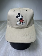 Vintage Disney Mickey Mouse Beige Brown Baseball Cap Full Body Adjustable Hat