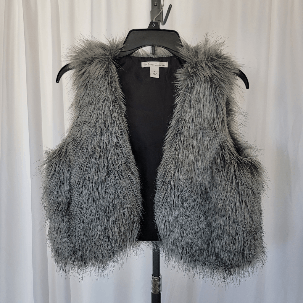 Cole women's gray faux fur vest size S eBay