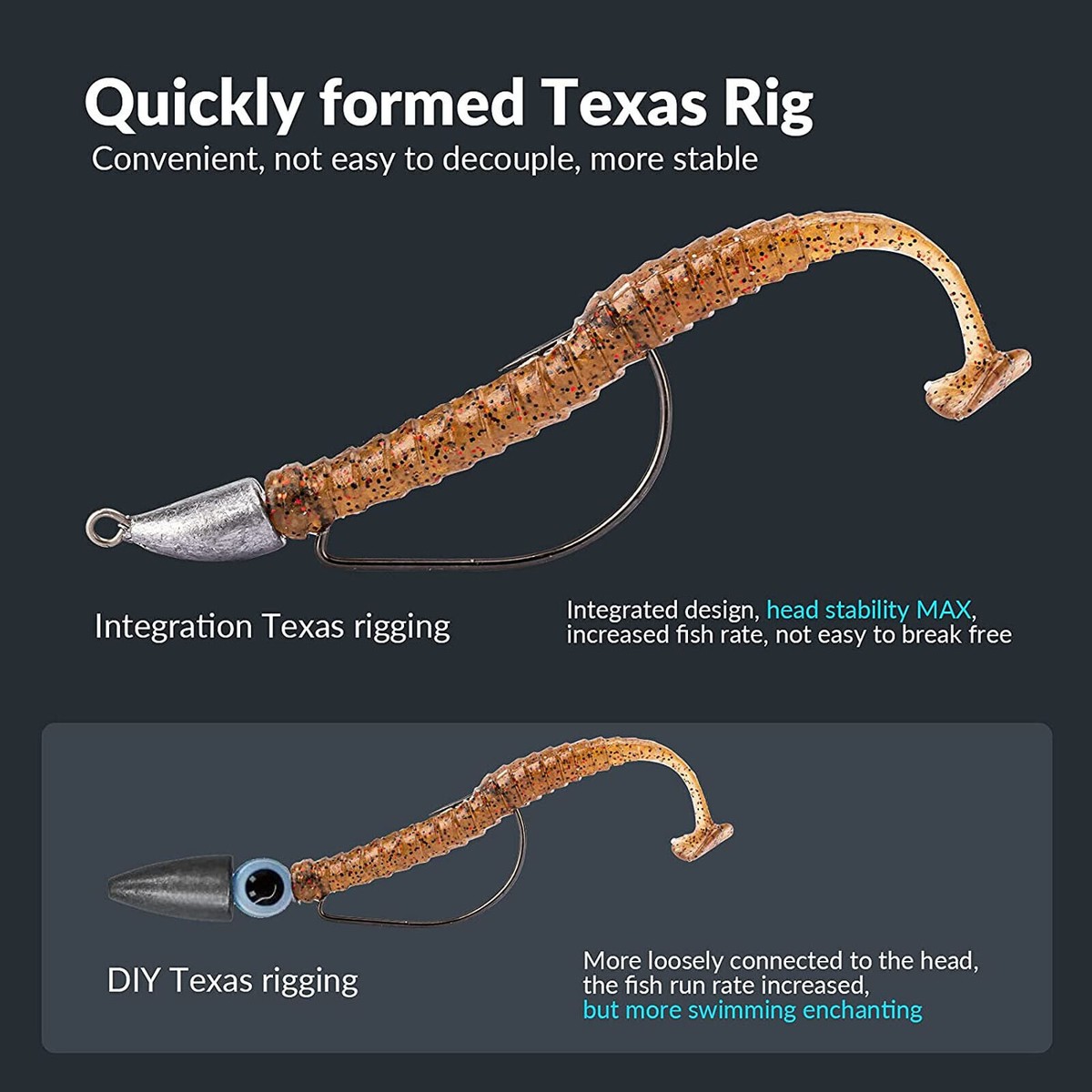 Worm Jig Head Texas Rig Weedless 5g 10 Bullet Jig Head Weighted