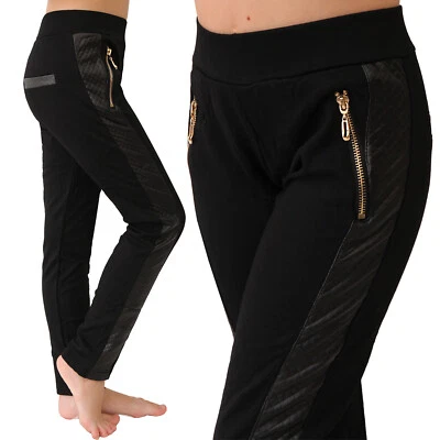 Hose Leggings Reißverschluss Mädchen Leder Look Optik Zier Treggings Jeggings - Bild 1 von 4