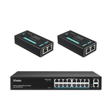 16 Port Gigabit PoE Switch with 2X 2 Port Gigabit PoE Extender for Indoor Use...