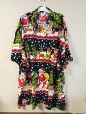 VARNIT CRAFT Ugly Santa Hawaiian Shirt Black and Green, Santa and Xmas Tree