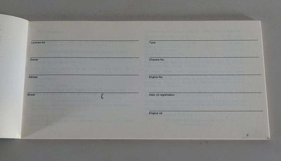 Maintenance Booklet Mercedes-Benz R107 / C107 without entries from 06/1972 - Bild 2 von 3