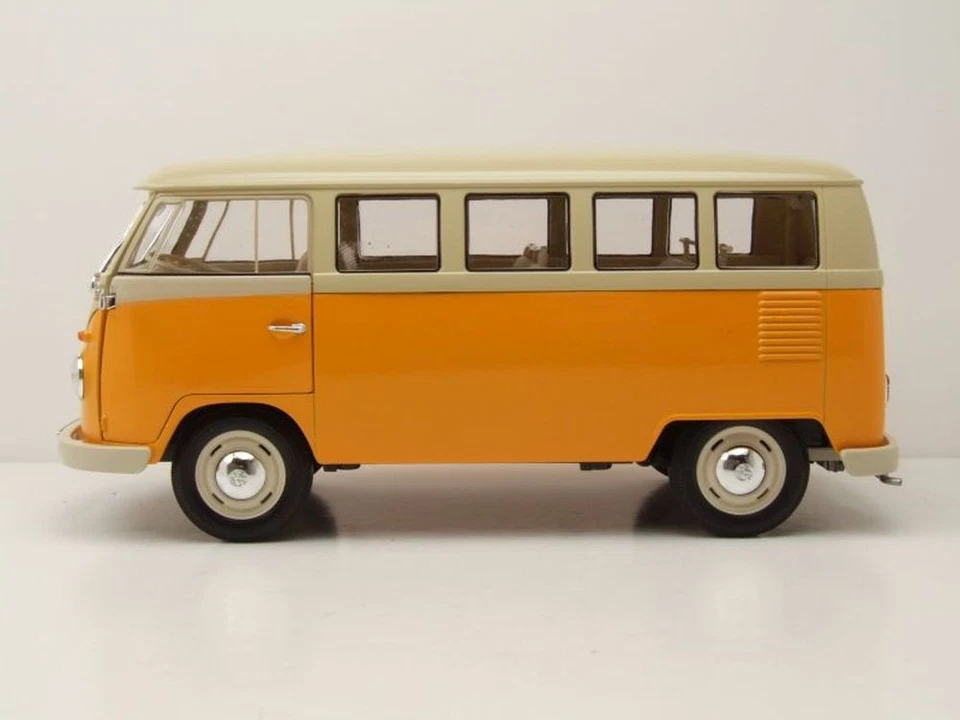 VW T1 Bus Fensterbus 1963 Giallo Beige Modellino 1:18 Welly - Immagine 3 di 4