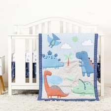 3 Piece Crib Bedding Set for Boys - Baby Crib Dinosaur Bedding Set with Fitte...