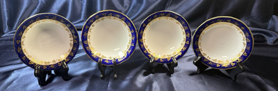 Royal Worcester Arundel Blue/Gold Leaf 5 1/2'' Bowls Set of 4 Mint Condition