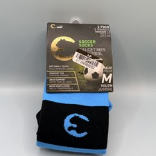 Puma Youth M Soccer Socks 2 Pair Pack Blue Black Arch Support Mesh Vent Kids