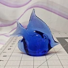 Vintage Blue Art Glass Murano Fish 4" Tall