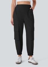 Halara High Waisted Multiple Pockets Casual Cargo Joggers, Black, Small