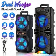 Dual Subwoofer Bluetooth Speaker Heavy Bass Portable Party Sound System Karaoke