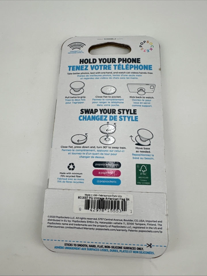 Pop Socket Phone Grip Enamel AMERICAN FLAG USA POPGRIP PopSocket Premium NEW - Image 4 of 4