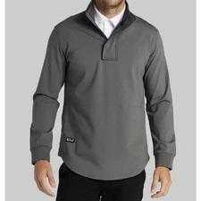 BYLT Size M Elite Fairway Drop-Cut Pullover 1/4 Zip Snap Gray Magnetic Seams
