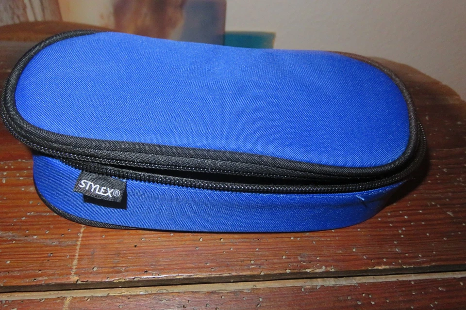 Federmappe, Stifte, blau, Stoff