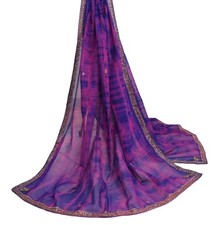 Sushila Vintage Blue Tie-Dye Dupatta Pure Georgette Mukseh Work Long Stole Wrap