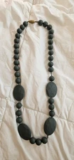 Chew Beads Authentic Silicone Necklace. Gray with Multisized Beads