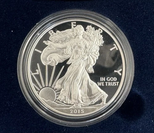 2015-W Proof American Silver Eagle Dollar $1 Box & COA US Mint Bullion
