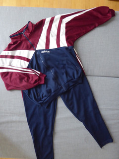 Adidas tuta vintage tracksuite pantaloni giacca blu D9 F 196 anni 80 90 XL