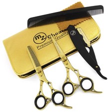 "Gold Barber Scissors Set Professional Hair Cutting Shears, Thinning Scissor Kit