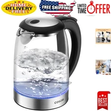 1.7L Electric Tea Kettle - Safe Glass Design with LED Indicator & Auto Shutoff