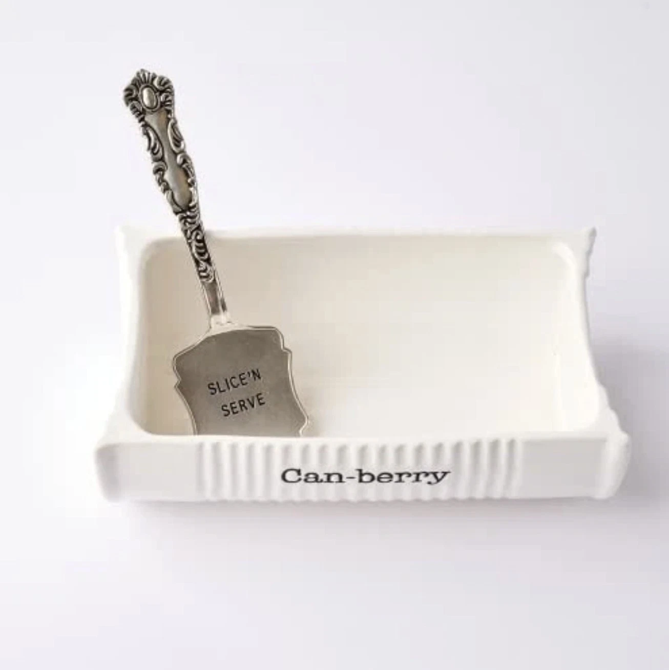 Can-Berry Ceramic Cranberry Serving Dish and Spatula Set Dishwasher Micro Safe