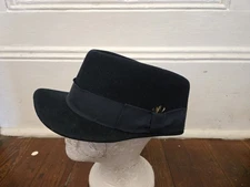 USA Made Popz Topz Teardrop Black Fedora Style Hat 100% Wool, Sz Medium 