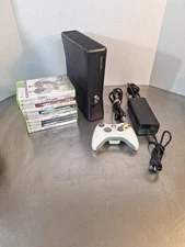Xbox 360 Slim 500GB Console Bundle w Cords, Controller &  10 Games Tested