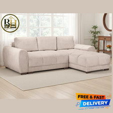 Azzuro Beige L Shape Universal Sofa Bed Storage Modern Living Room Furniture UK