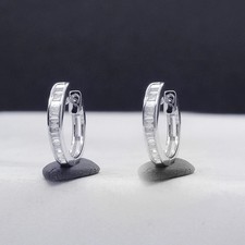 1Ct Baguette Lab Created Diamond Channel-Set Hoop Earring 14K White Gold Plated
