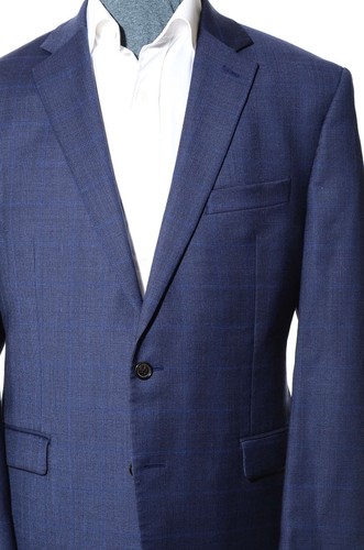 42R Lauren Ralph Lauren Blue Glen-Plaid Soft Wool 2-Piece Suit 34x30 Trousers L - Picture 3 of 15