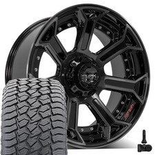 Set4 4play 4p70 22x10 Black Brushed Wheels 28545r22 At2 Tires Tpms 5 Lug