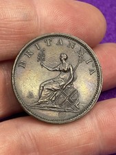 1806 Great Britain George III Britannia Half-Penny coin (Early Milled) EF
