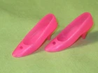 Vintage FRANCIE 1960's MOD Pink CUT-OUT LOW HEELS Doll Shoes Pair JAPAN Un-Split