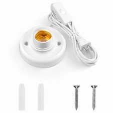 15ft Light Bulb Socket with Cord,light socket,E26/ E27 Lamp Base White