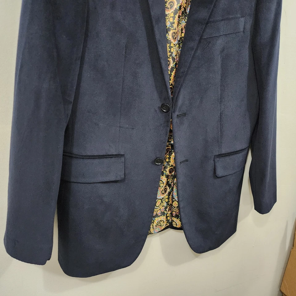 Jaqueta de veludo Ferrecci clássica peito único casaco esportivo blazer 2 botões azul marinho 38R - Imagem 3 de 4