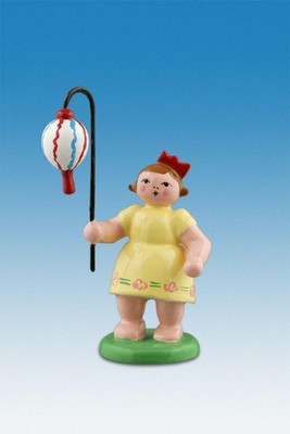 Blumenfigur Blumenkinder Mädchen mit Lampion weiß/rot/blau Höhe ca 6,5 cm NEU