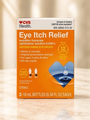 CVS Health Eye Itch Relief Ketotifen 0.035% Eye Drops Twin Pack 2x10mL